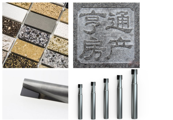 Chiều dài 50-100mm Máy cắt phay PCD Máy phay cuối PCD Dụng cụ chế biến đá