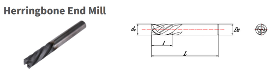 Công cụ cắt cacbua rắn Herringbone End Mill cho vật liệu composite