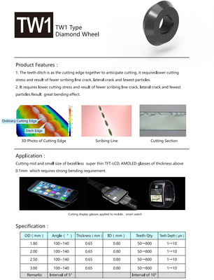 Bánh xe khắc kim cương loại TW1 Bánh xe cắt kính TFT-LCD AMOLED